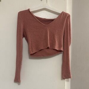Fashion Nova Dusty Rose Ribbed Crop Top